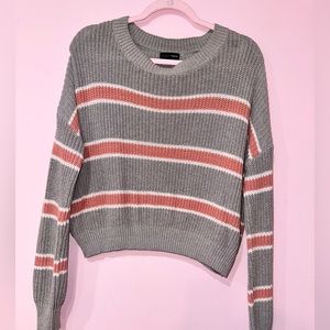 Very nice Grey Sweater with Pink Stripes in good condition